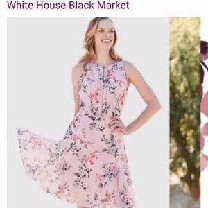 White House Black Market Pink Floral Midi Dress